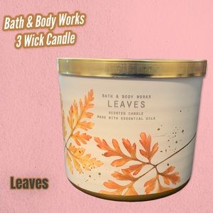 Leaves Bath and Body Works 3 Wick Candle - Brand New